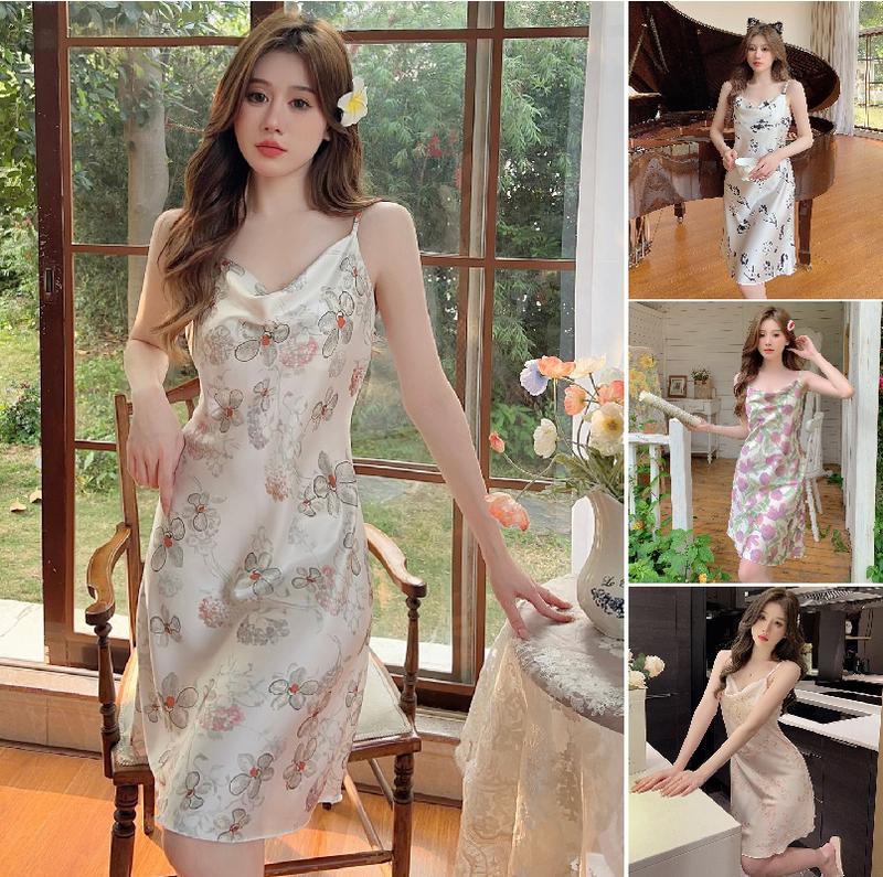 Váy Ngủ Hisexy Lụa Latin In 3D Mặc Nhà MD97 Nữ Đầm Đầm Ngủ Váy Ngủ Women Dress Women Dress