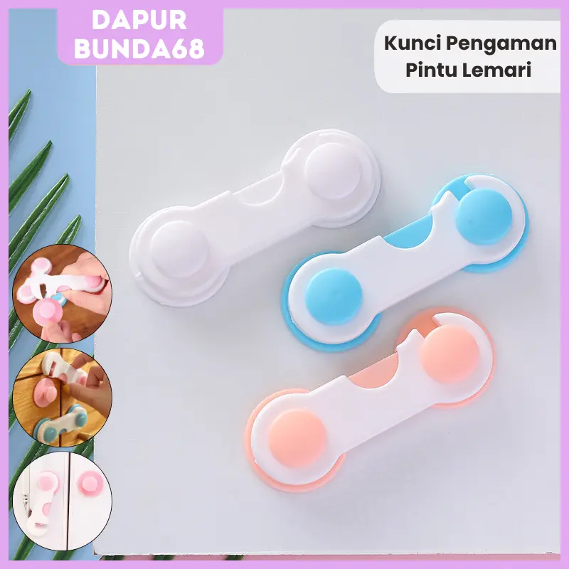 DB68 Kunci Pengaman Pintu Lemari Kulkas Laci Serbaguna Safe Lock Bayi Biru