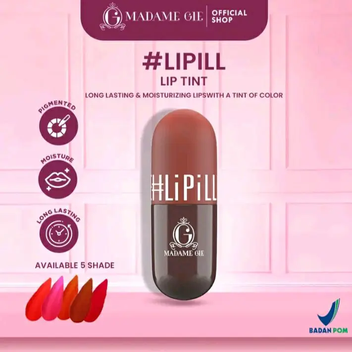 Madam Gie lip pill-lip tint madam Gie-lipill based oil-lip tint waterproof Lipstick Bibir Lipstik Gloss
