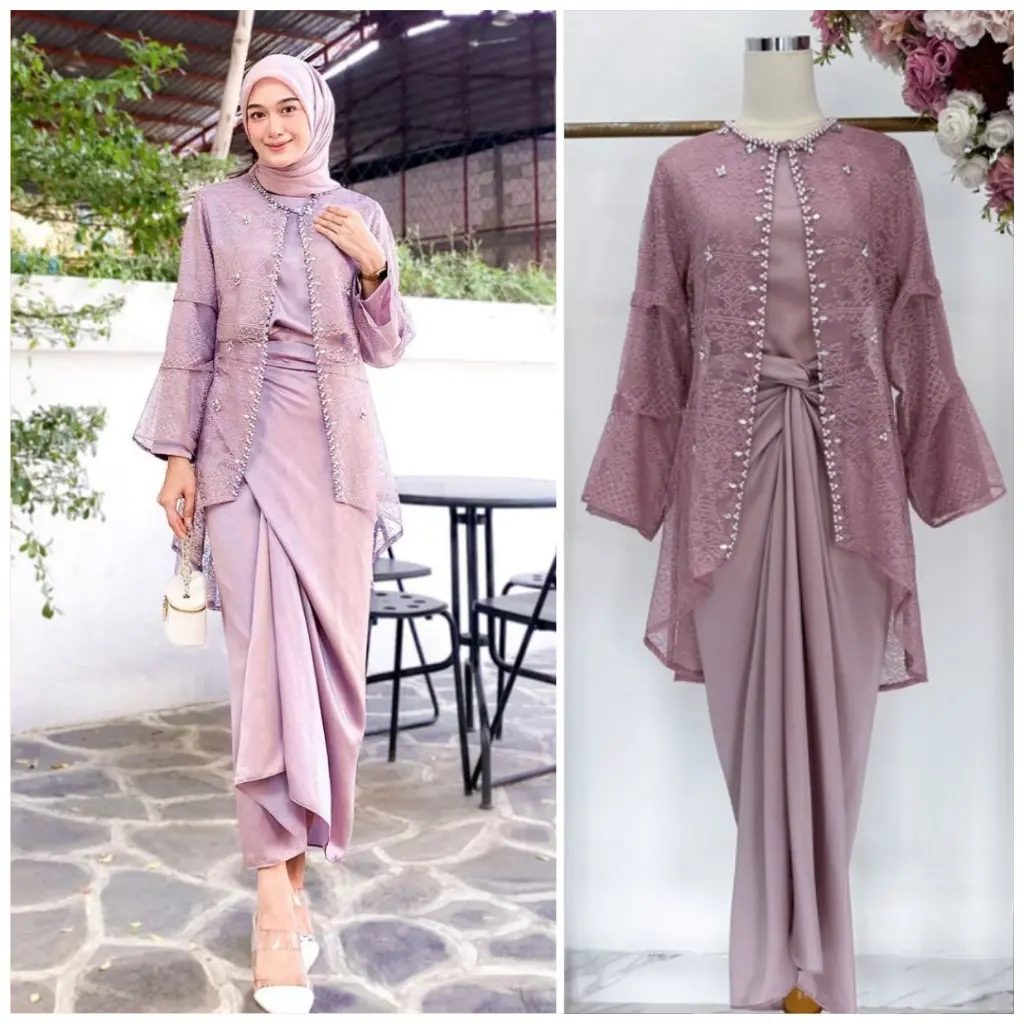 ANESKA-One set Clarissa Maxmara Outer Brokat Premium Setelan lebaran Kondangan Cantik Elegan