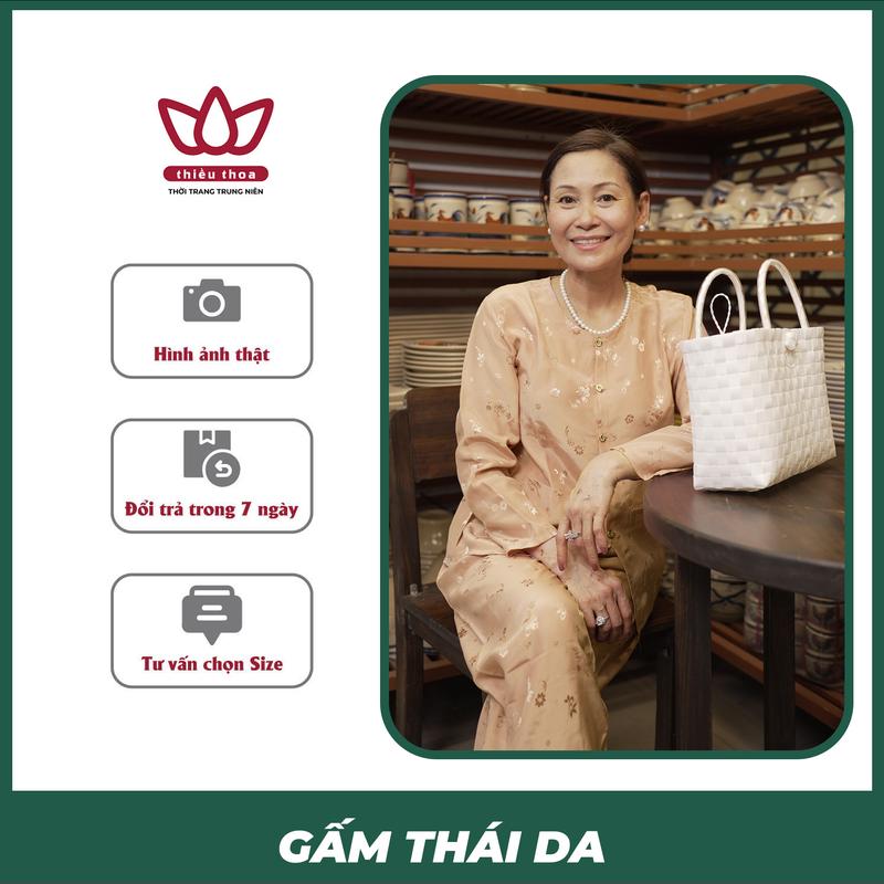  Đồ Bộ Trung Niên Mặc Nhà Gấm Thái Họa Tiết Hoa Nổi Tặng Bà Tặng Mẹ Thời Trang Trung Niên Thiều Thoa 