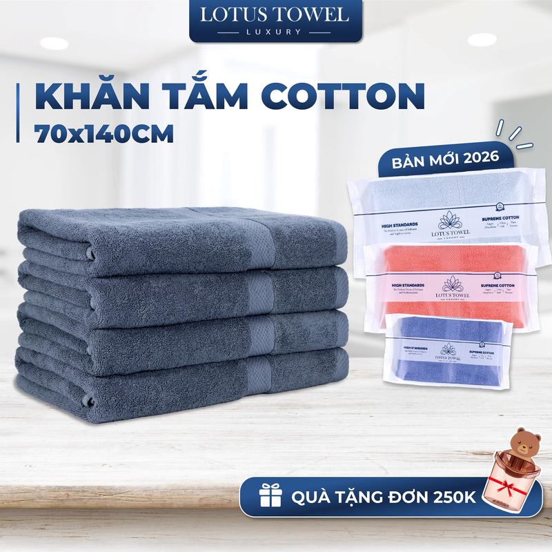  Khăn Tắm Lớn 70x140cm LOTUS TOWEL Làm Từ Sợi Cotton Cao Cấp Mềm Mịn Thấm Hút Không Ra Màu Dùng cho Nhà Tắm Spa Khách sạn Resort 