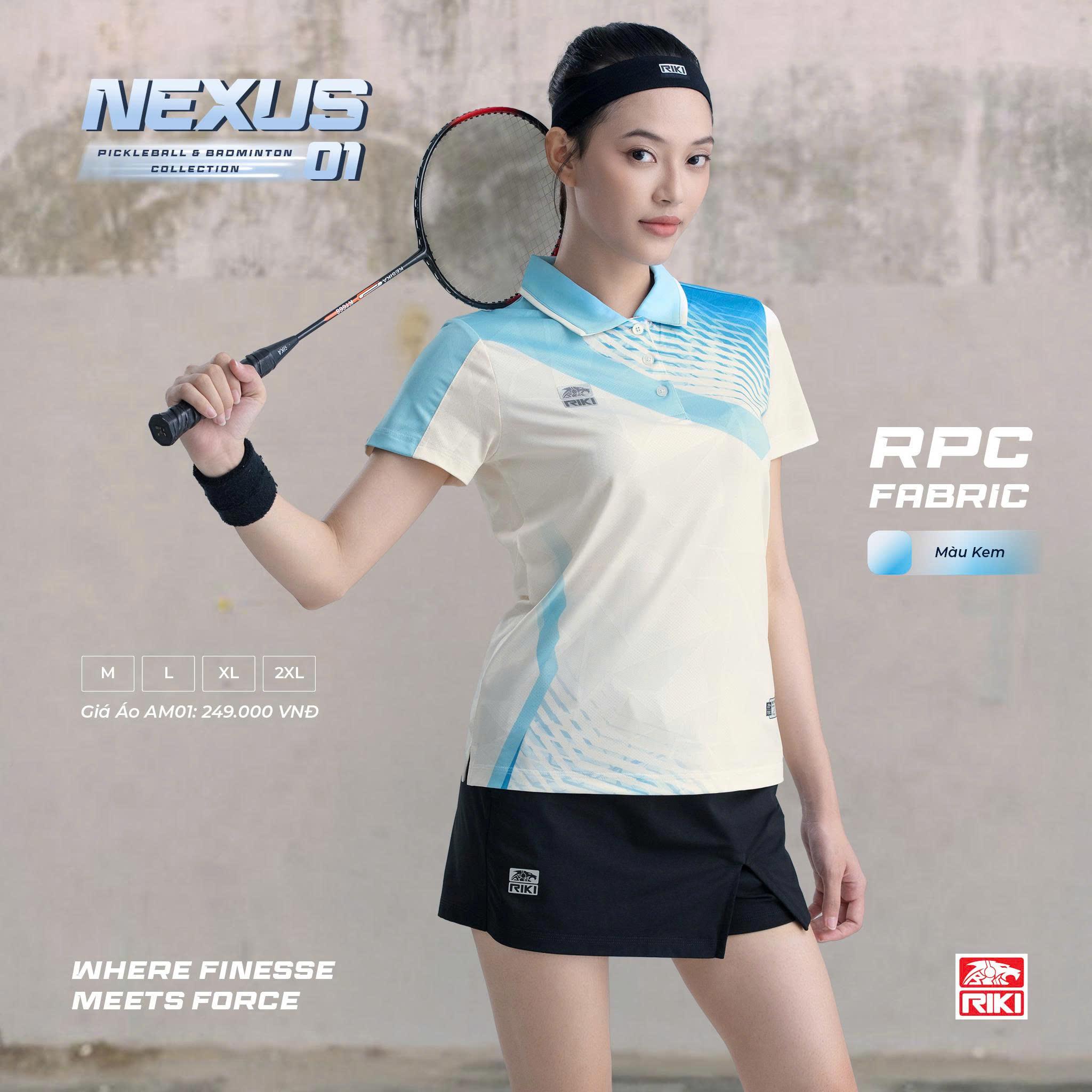 Áo Cầu Lông Pickleball Riki Nexus 01 Kem Thun Mè RPC Thoáng Khí Thể Thao Đương Đại_thumbnail_1