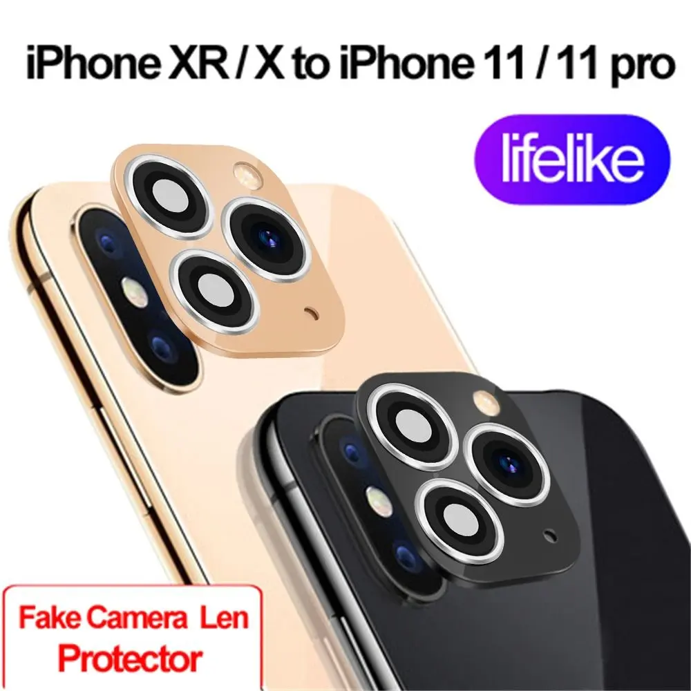 กระจกมือถือรองรับแฟลช, สำหรับ iPhone XR X เป็น iPhone 11 Pro Max, สติ๊กเกอร์เลนส์กล้องปลอม, เปลี่ยนวินาทีเคส
