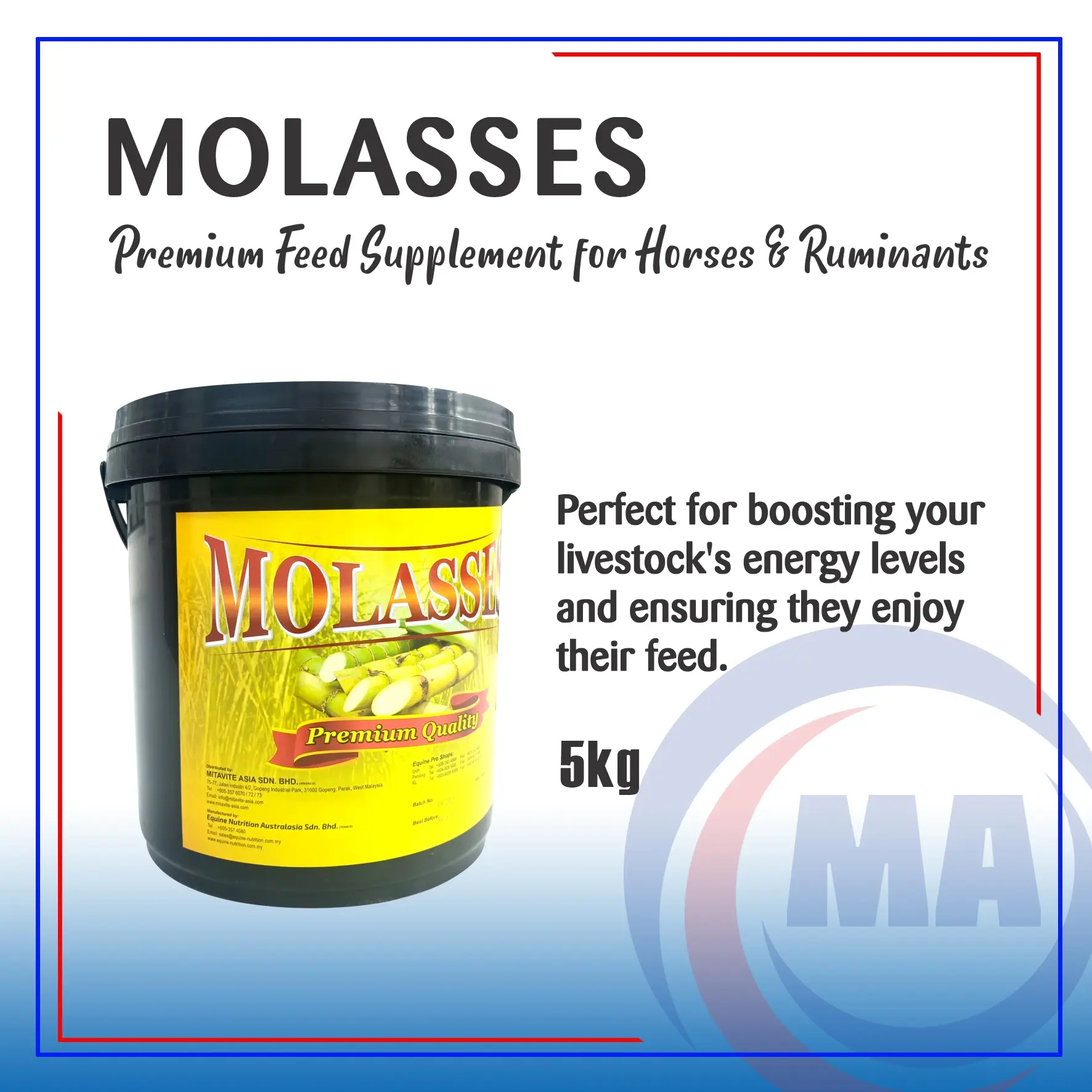 MA Sugar Cane Molasses 5kg - Suitable for Horse, Cows & Goats