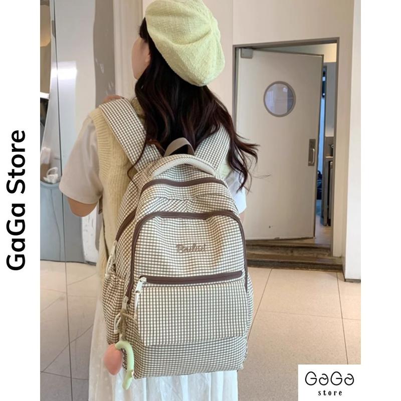 Balo đi học nữ caro style nữ sinh hàn quốc dễ thương nhiều ngăn sức chứa lớn B839 gagastore