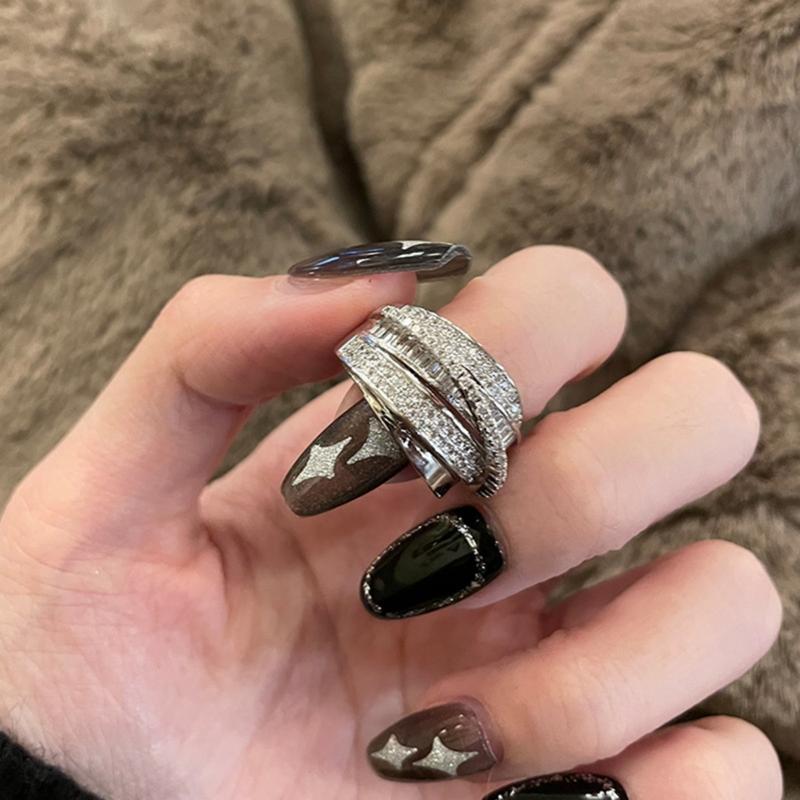 Product Introduction of Cross ring, geometric design, high quality, retro style, perforated design, double layer stacking, adjustable, multipurpose fashion ring, women ring 2