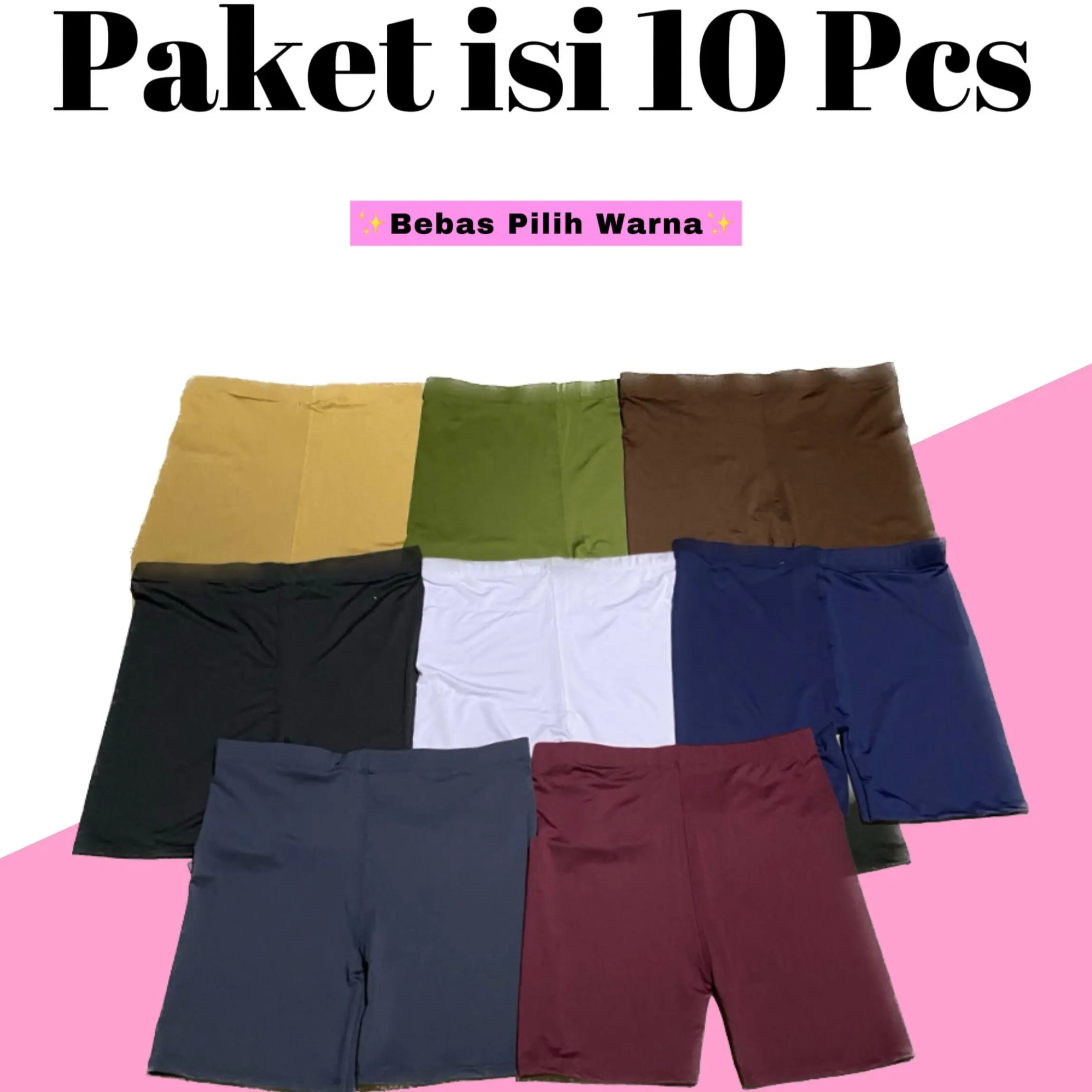 Paket 10pcs Legging Pendek /  Short Legging Dewasa / Legging Pendek Wanita / Legging Olahraga Celana Pendek