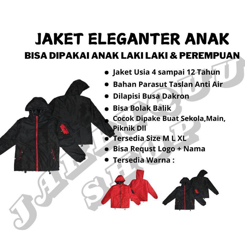 Product Introduction of Jaket Anak Custom Parasut WP - Hoodie Fashion SD Dilapisi Busa Dactron Warna Hitam/Merah 34