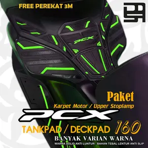 Dozeuscka Paket Karpet Tankpad & Upper Stoplamp Motor PCX 160 cc Bahan Karet Premium Tebal Anti Luntur Tidak Licin Free Clip Baut & Perekat 3M
