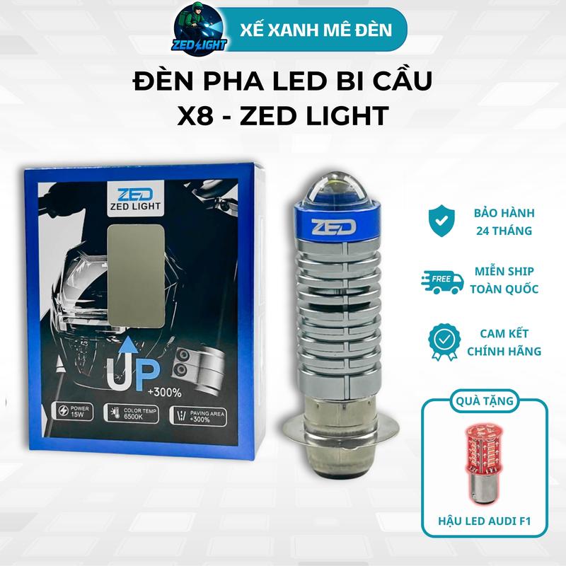 Đèn Pha Bi Cầu X8 ZED LIGHT - Siêu Sáng Chân M5 Lắp Dream Wave Nhỏ Fu1 Fu2 Sirius Exciter... Dùng Điện Máy + Điện Bình - Bảo Hành 2 Năm