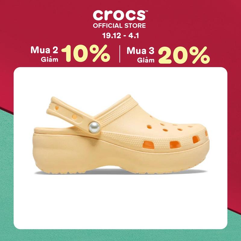 Giày Clog Nữ Crocs Classic Platform Pearl - Golden Hour - 211231-78Z