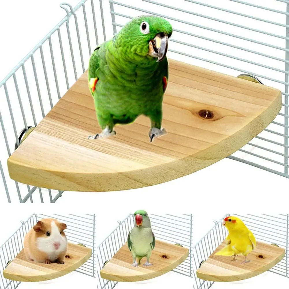 Bird Perches Platform Wood Parrot Standing Platform Stand Wooden Playstand Playground Cage Accessories Paw Grinding For Parakeet Cockatiel #436701