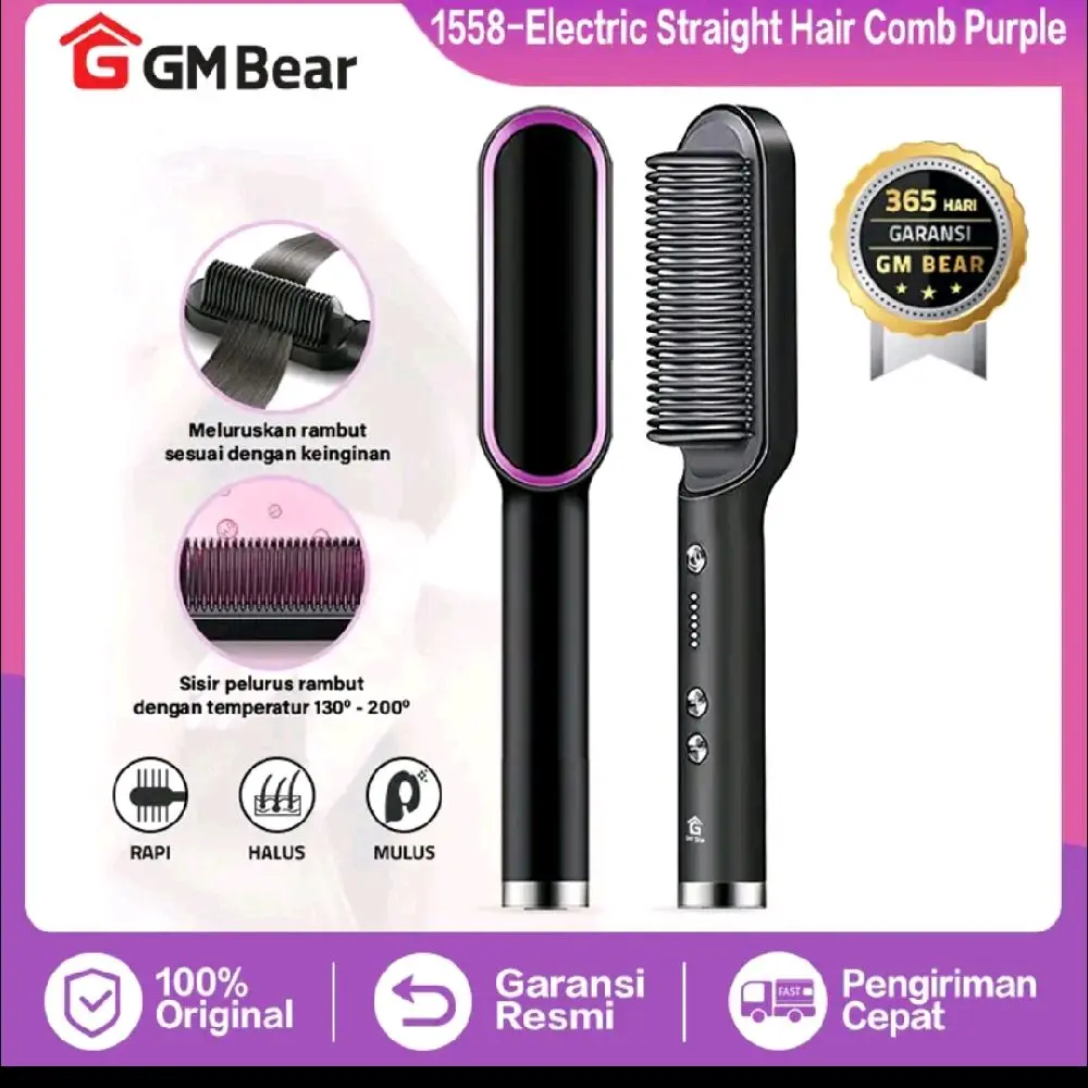 Catokan Sisir Pelurus Rambut Membentuk Kilap Rambut Dan Lurus Hair Straightener Curler 2 in 1