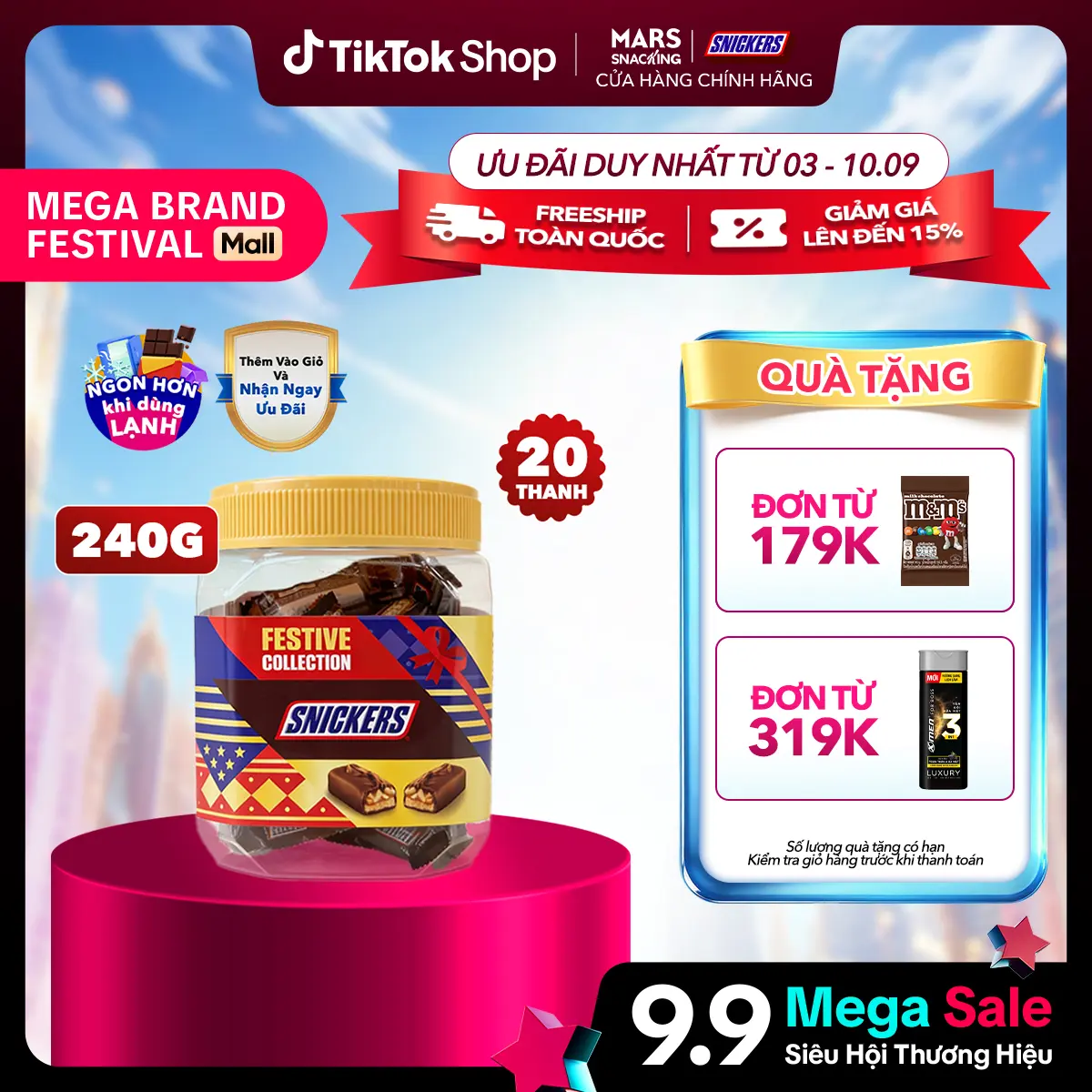 [DIỆN MẠO MỚI 20 THANH] Hũ kẹo sô cô la nhân đậu phộng Snickers jar 240g (20 thanh x 12g)