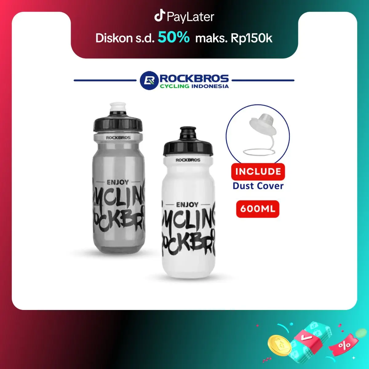 ROCKBROS DCBT68 Botol Minum Sepeda Olahraga Bidon 600ml Water Drink Bottle Sport