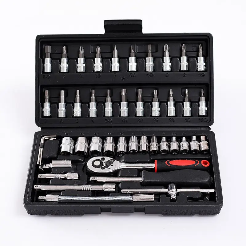 SOCKET PREMIUM 1/4 WRENCH PAS SOCKET SET REPAIR TOOL 46 PCS SOCKET TOOL KIT PAS RING L OLL-JL1046AA 0
