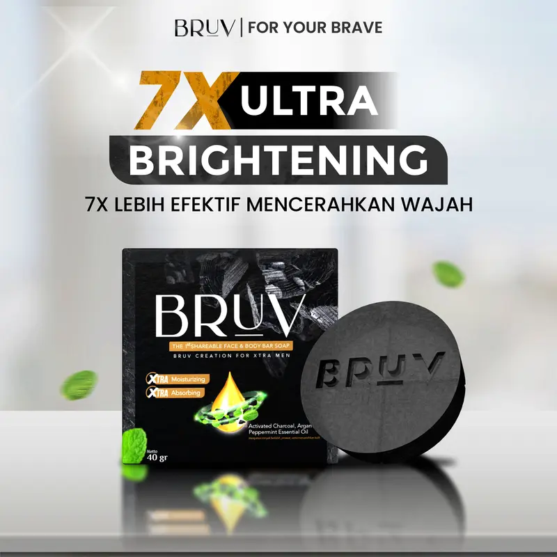 BRUV Brightening and Acne Soap 6pcs - Sabun Bruv Sabun Pembersih Wajah Pria Pencerah Wajah Pria Menghilangkan Jerawat Pencerah Muka Laki Laki Wajah Kusam Muka Berminyak Bruv Original 1