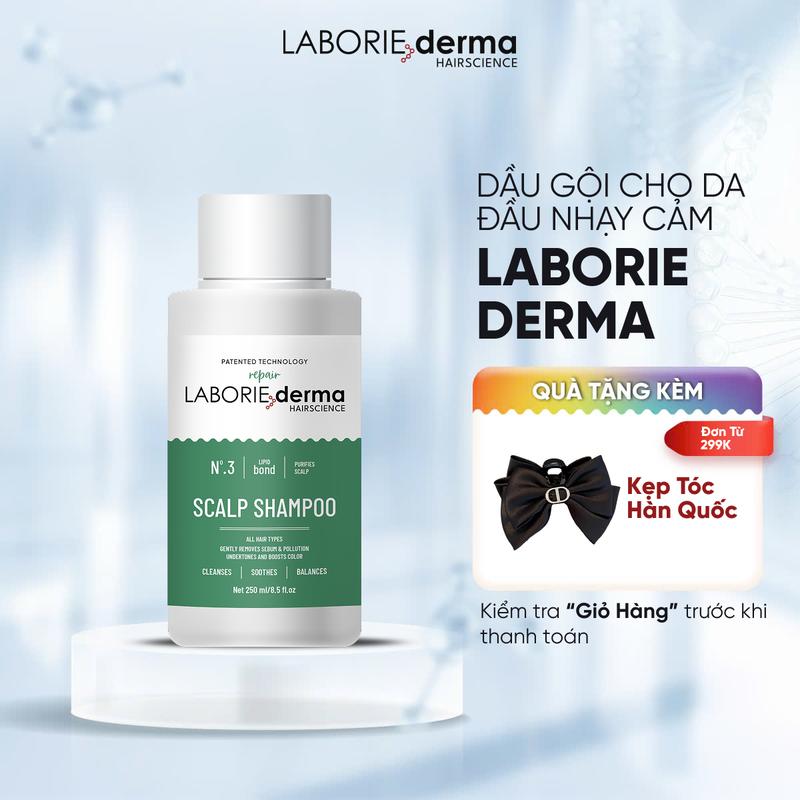  Scalp Shampoo - Dầu gội chắc khỏe da đầu LABORIE derma 250ml giảm các vấn đề nhanh bết rụng tóc gàu ngứa từ phòng lab Singapore 