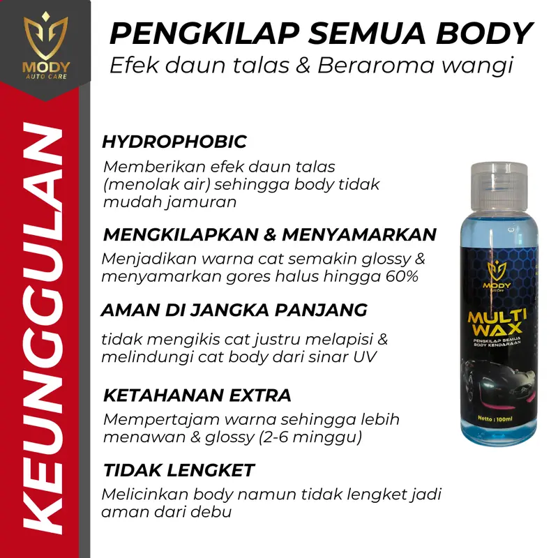 MODY Paket Hemat Penghitam Pengkilap Penghilang Baret Body Motor Mobil Dasboar Helm Kasar Permanent 5