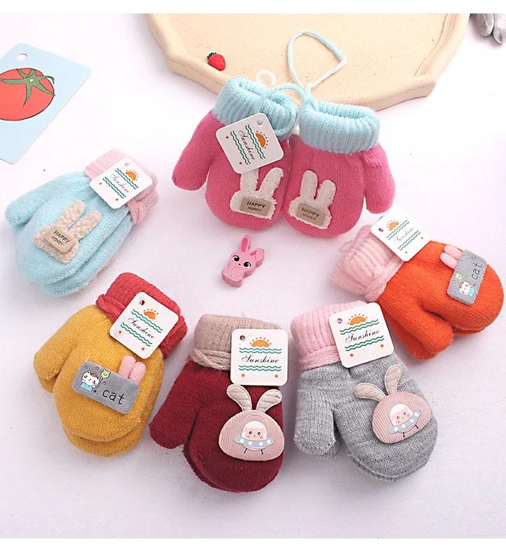 Product Introduction of 1-4 Years baby Winter Hand Gloves Thick Warmer Knitted Mittens Thicken Mittens for Kids Cute Cartoon Gloves Boys Girls 10