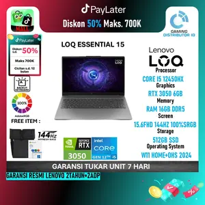 Laptop Lenovo LOQ Essential i5-12450HX RTX3050 512GB SSD 16GB IPS 100%sRGB 144Hz Win11+OHS