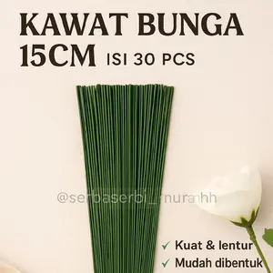 Kawat Bunga Hijau 2mm x 15cm – Isi 30 Batang | Kawat Buket Pendek & Kuat untuk DIY Kerajinan