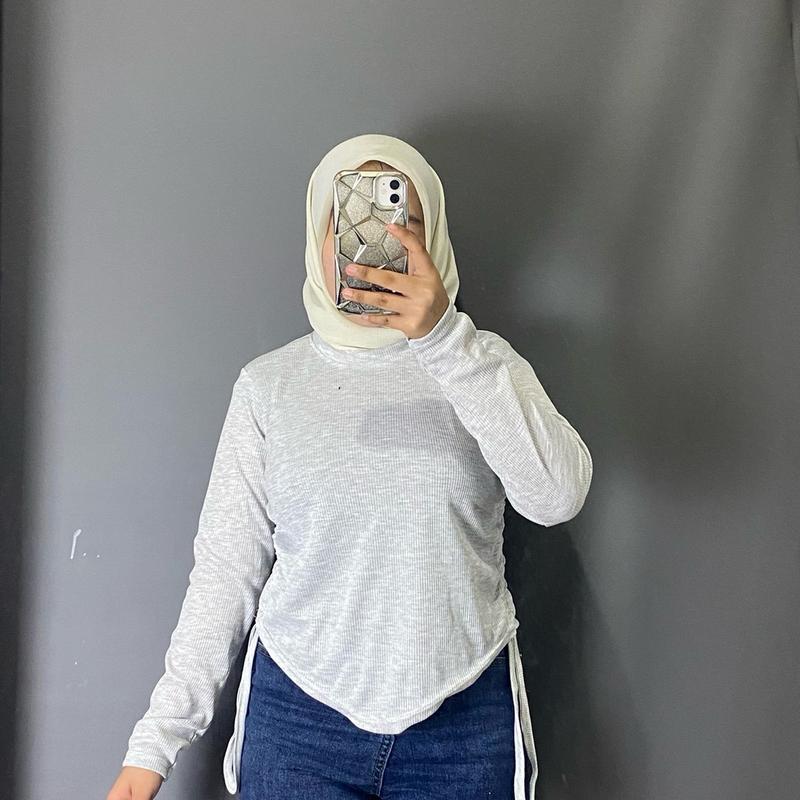ATASA STEL KOREA SERUT SAMPING BODY TOP RIB PREMIUN BLOUSE KOREA POLOS 5
