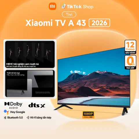 Tivi Xiaomi A 43inch 2026 - Độ phân giải 4K - Điều khiển giọng nói - Bảo Hành 24 Tháng - Hàng chính hãng