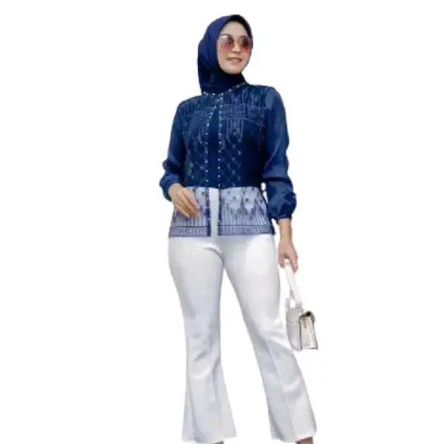 outer crop brokat kondangan mix organza Muslim Wanita Dewasa Cardigan 1