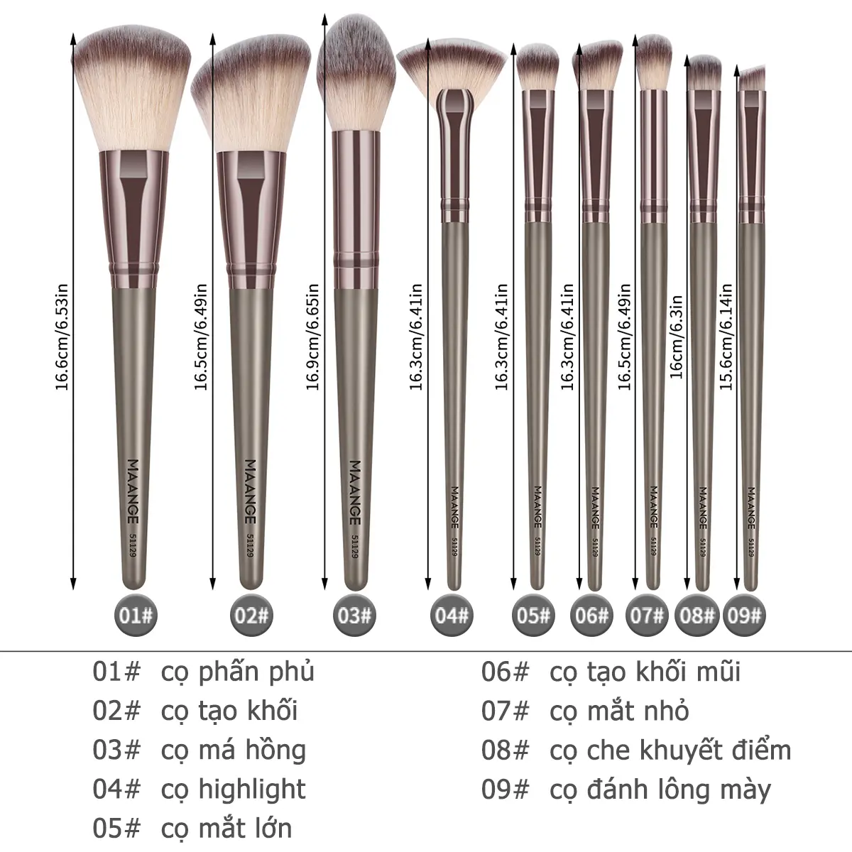 Bộ Cọ Trang Điểm MAANGE Chính Hãng 9 Cây Cao Cấp Bằng Siêu Mềm Mại Make Up Chuyên Nghiệp 51129 - Cosmetic, Mỹ Phẩm Nữ Women Nữ Women Nữ Women Nữ Women | BigBuy360 - bigbuy360.vn