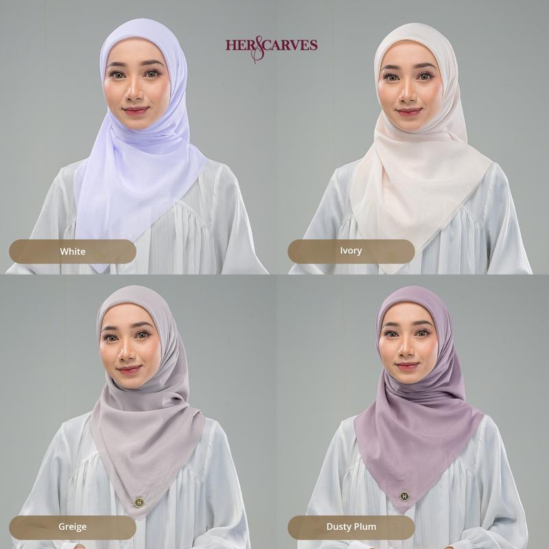 Classy Emboss Hers - Kerudung Hijab Segi Empat Polos Box Premium by HerScarves - Ecer (1pcs) Square Muslim Wanita 5