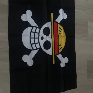 Nazhifa Printing - Bendera One Piece - Poster Kain Bendera One piece, Luffy Jolly Roger untuk Penggemar One Piece - Bahan Satin Peles - Ukuran Kecil hingga Besar