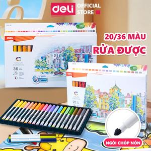Bút lông màu Felt Pen Deli 20/36 màu - Màu an toàn có thể rửa được tô màu vẽ tranh đi nét học sinh chuyên nghiệp