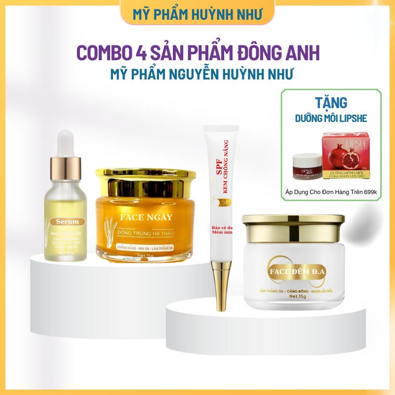  Combo 4 Sản Phẩm Đông Anh Collagen X3  Hết Thẻ Cào  - Kem Đông Trùng Hạ Thảo Kem Sữa Ong Chúa Serum Chống Nắng - Nguyễn Huỳnh Như 