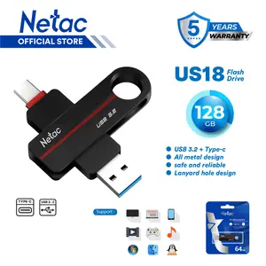 Netac US18 Dual USB 3.2 + Type-C Dual Flash Drive 128GB Flash Disk up to 110MB/