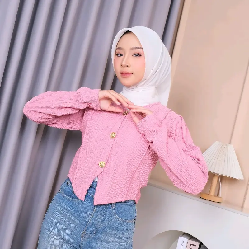 kemeja Atasan Wanita Crop Top Pres Body Casual vest korean style 3