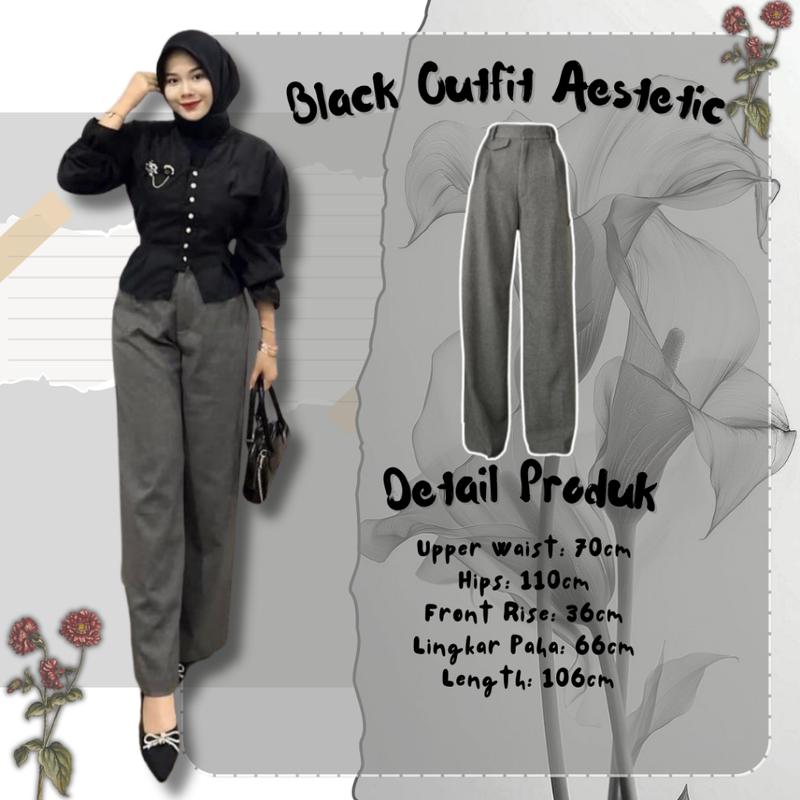 OOTD One Set 3in1 Cewek Black Mamba Kekinian BLOUSE KOREA & PANTS Celana FREE JILBAB POLOS Bell4 3