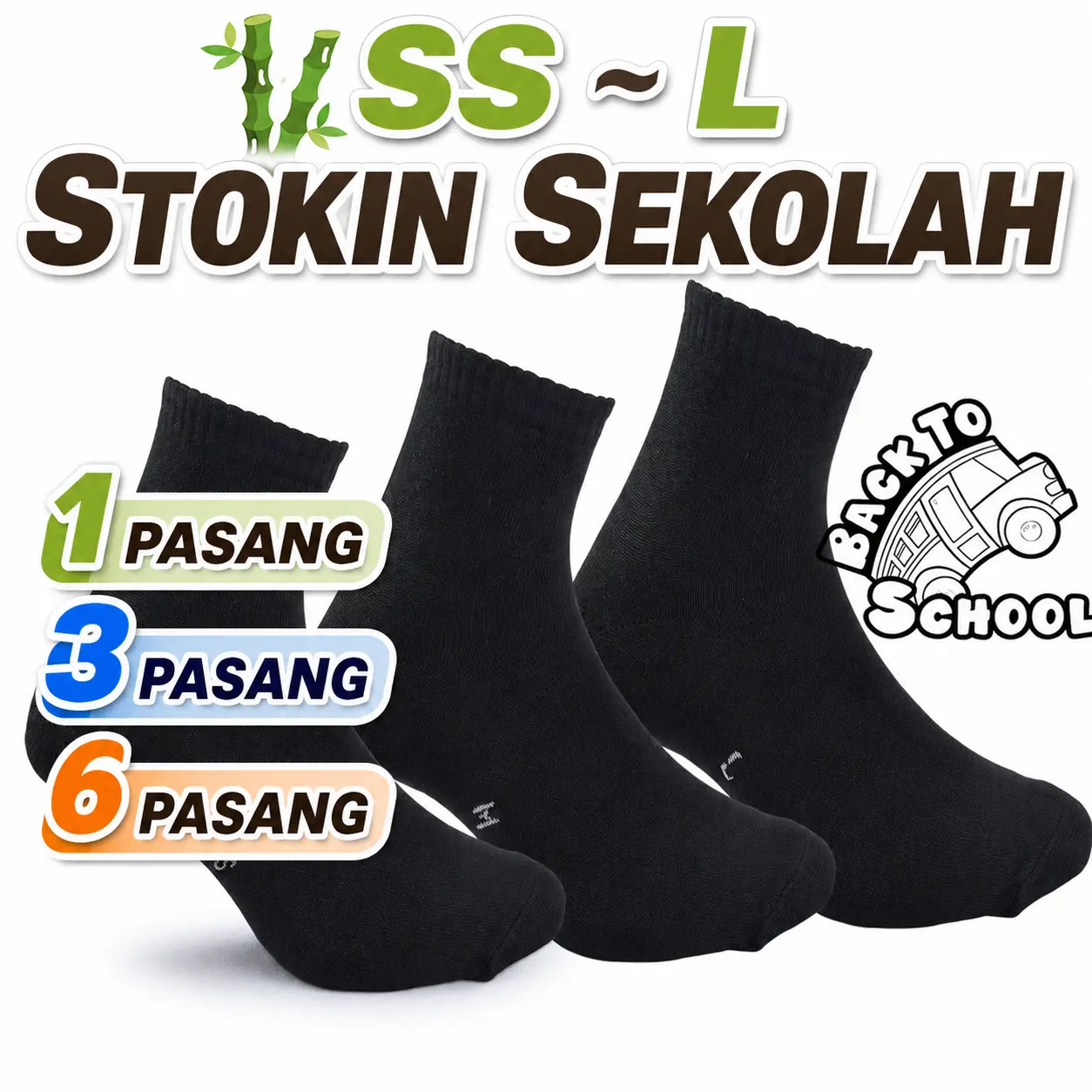 Stokin Sekolah Hitam Panjang SS/S/M/L Stoking School Black Socks Stokin Sekolah Stokin Kerja Socks Men School Socks