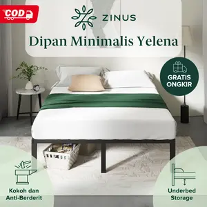 Zinus Tempat Tidur Ranjang Besi Yelena / Warna Hitam / Design Klasik / Tinggi 36cm Furniture [COD]