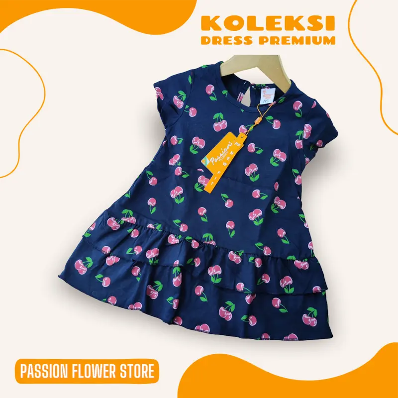DRESS ANAK PEREMPUAN PREMIUM LENGAN PENDEK BY PASSION FLOWER  Anak-Anak USIA 1-8 TAHUN Katun 8