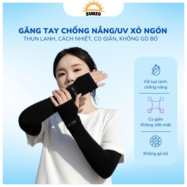  Găng Tay Chống Nắng  UV UPF50+ SUNZO Xỏ Ngón Thun Lạnh Co giãn 4 chiều- GTXN01 