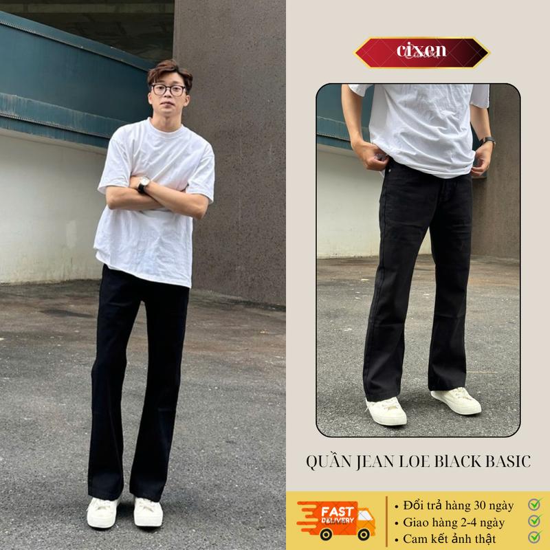  Quần jean ống loe CIXEN Black basic Chất liệu denim hack dáng S-XXL Quần loe nam Douyin Basic 