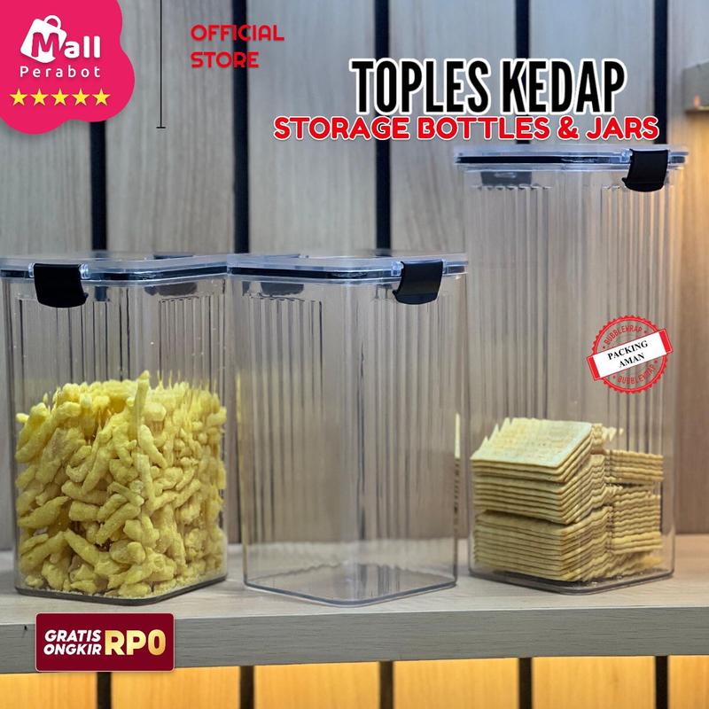 Mall Perabot | Toples Kedap Storage Bottle & Jars | Plastik Bening | Set Toples | Aesthetic | Toples Bumbu Dapur | Kotak Snack Kedap Udara Transparan 3