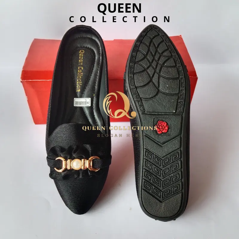 Sepatu Wanita QUEEN Selop Slip-On Variasi Mutiara AD 03 - Shoes, Sendal 1