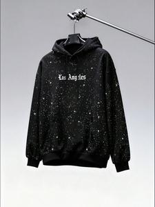 Sudadera con capucha de hombre con lentejuelas de color plateado, forro de vellón grueso, moda casual para exteriores, hogar, traslados, idea de regalo