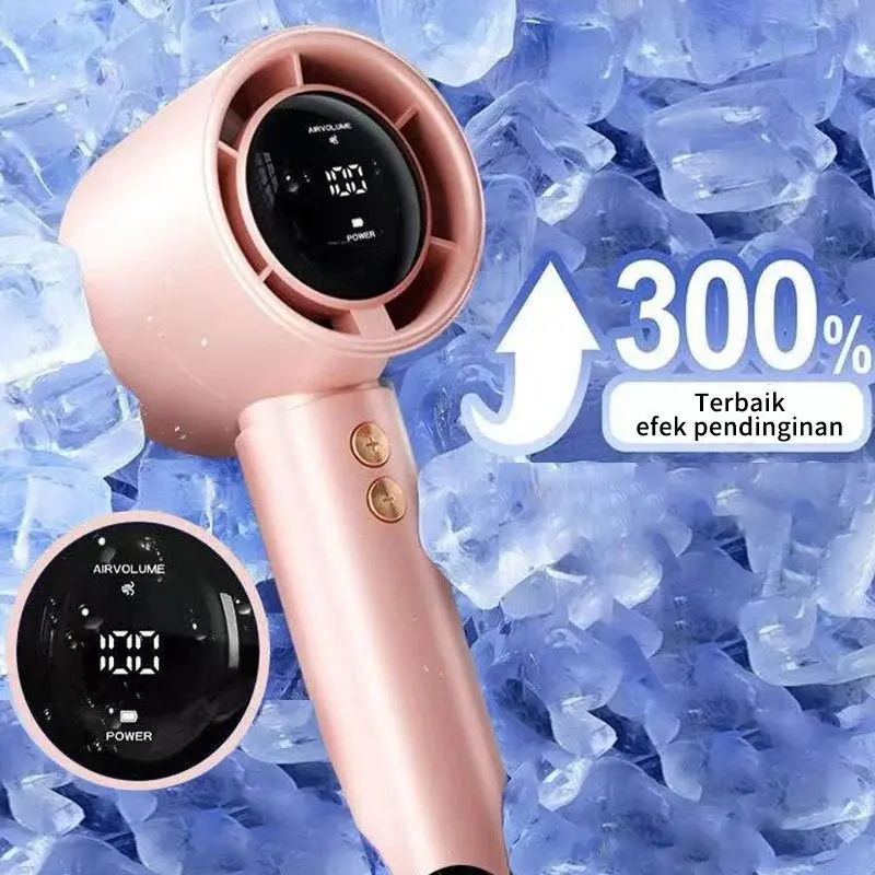 Kipas N68 High-Speed Kipas Angin Digital Display Adjustable Turbo Kipas Fan USB Mini Fan dengan Layar LED Cerdas dan Baterai Internal 5000mAh