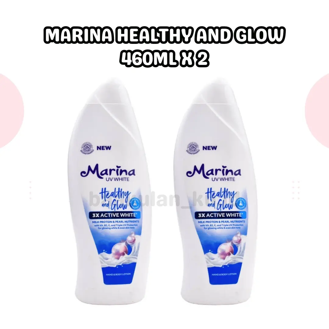 (BELI 1 DAPAT 2)MARINA UV WHITE 460ml Healthy and Glow 3x Active White Body lotion Mencerahkan halal