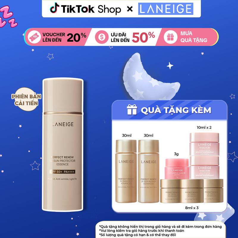 Kem chống nắng hỗ trợ ngăn ngừa lão hóa Laneige Perfect Renew 5D Sun Protector Essence 50ml Skincare Chăm Sóc Da Sunscreen Nữ