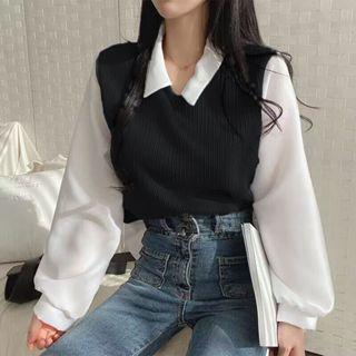 Product Introduction of Uniqueestore BJ1567 Baju Atasan Lengan Panjang Kemeja Rajut Blouse Rib Knitwear Wanita Korean Vintage Style Cod Top Casual Cewek knit Basic 3